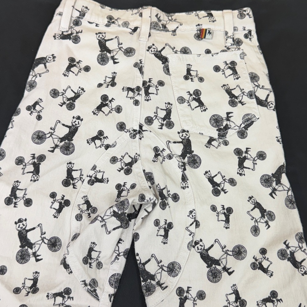 La Miniatura boys' shorts with a panda-on-a-bicycle print new size 12 97% cotton